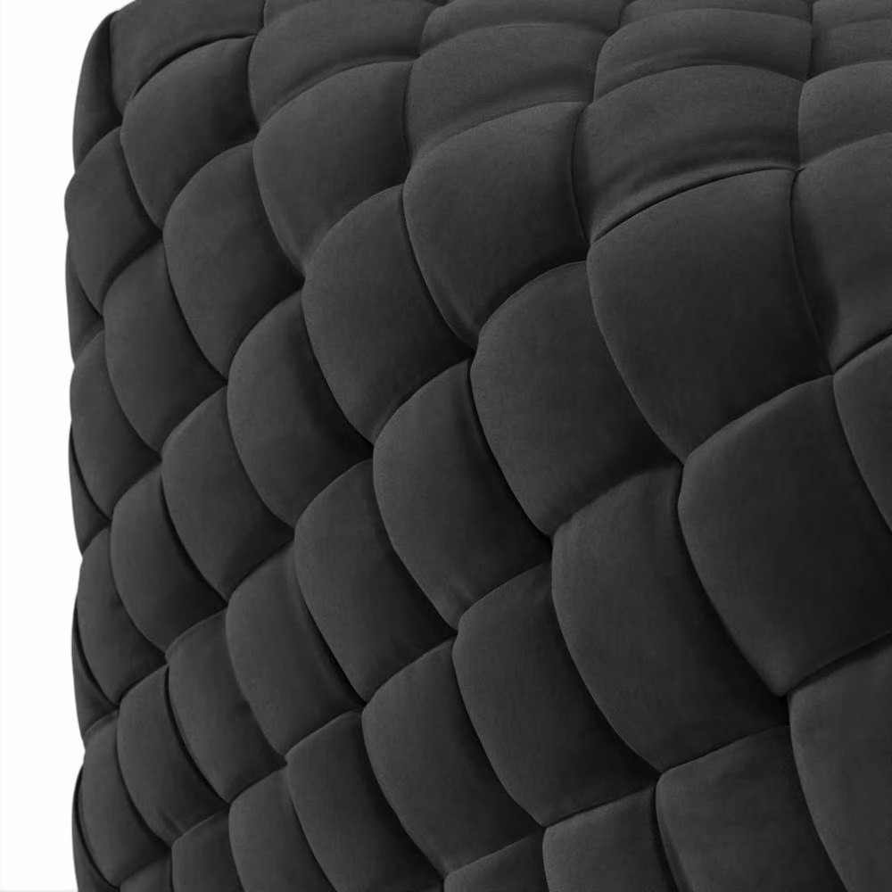 Wyld Haus Parker Black Velvet Geometric Tufted Square Pouffe W/D/H: 42 x 42 x 42 cm – 3