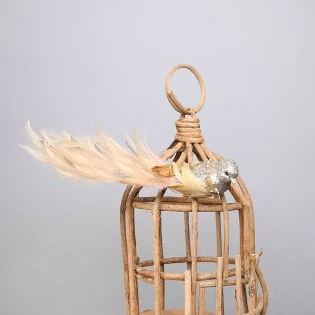 KDMD Gold Glitter Lyrebird Hanging Figures with Clip, 2 Pack