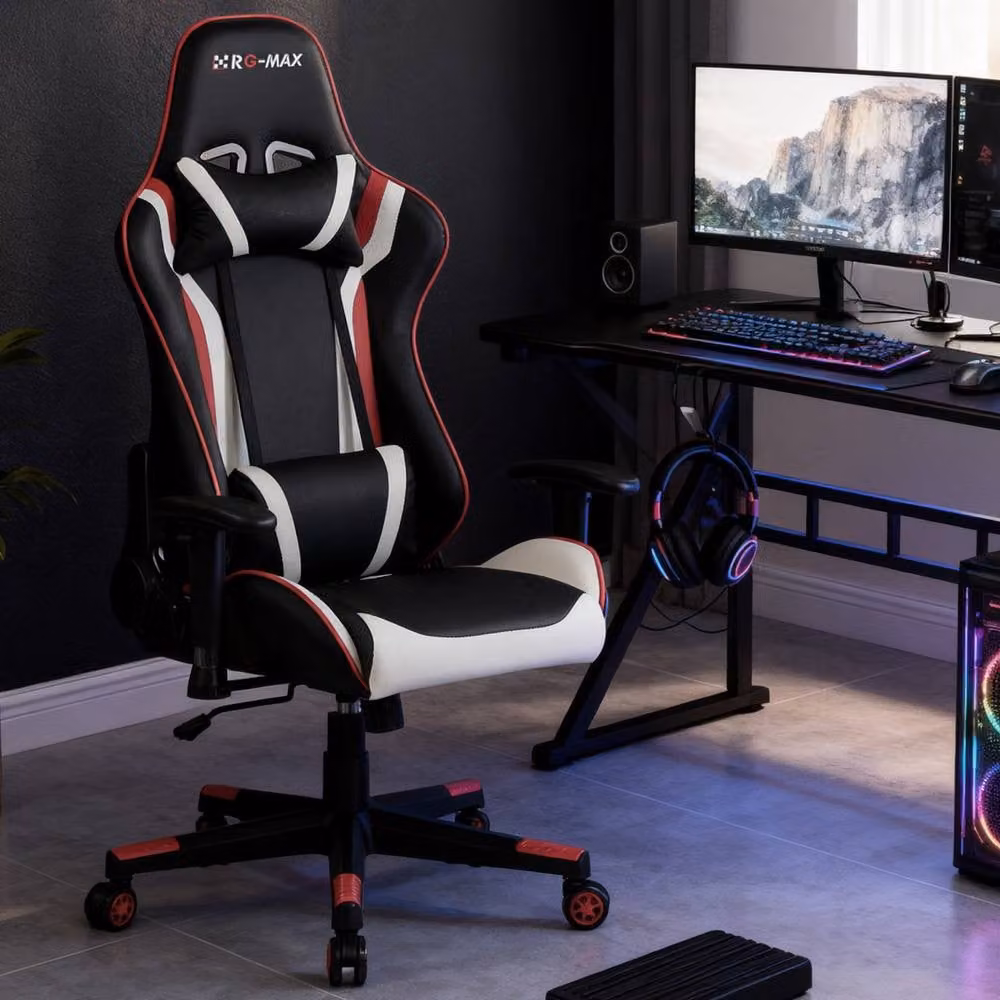 RayGar RG-MAX Pro Reclining Gaming Chair in Red and Black with Headrest and Armrests – 7