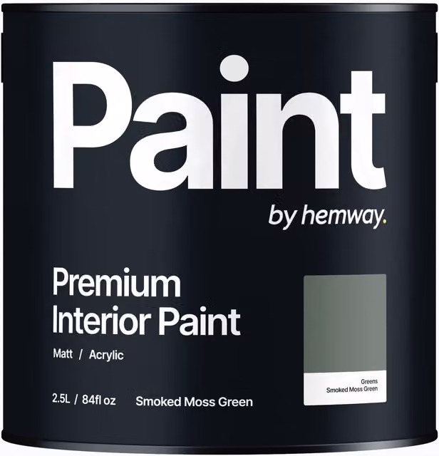 Hemway Matt Acrylic Interior Paint in Smoked Moss Green, 2.5 l