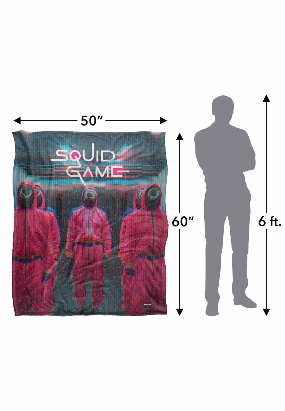 Netflix Squid Game Pink Guards Scene Officially Licensed Super Soft Silky Touch Throw Blanket, White, W: 152 cm, D: 127 cm – 4