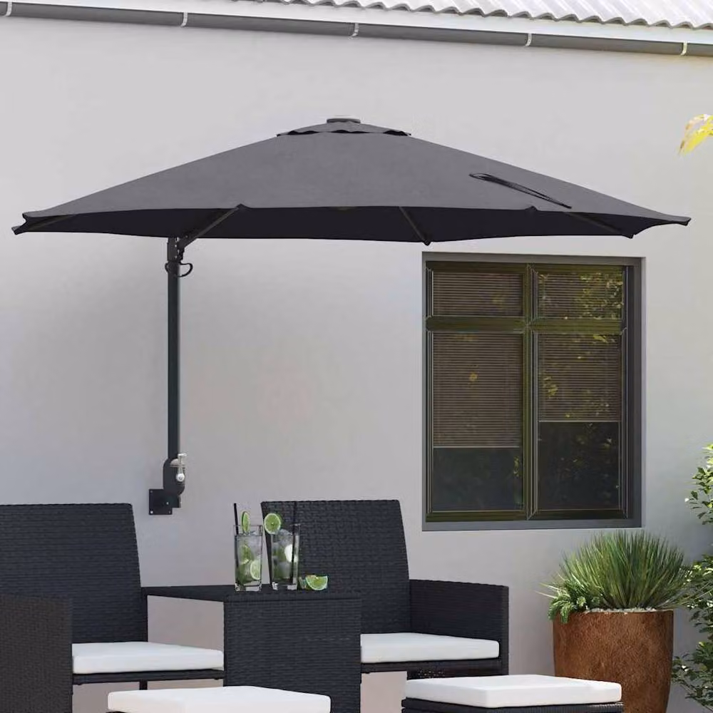 Berkfield Home Large Patio Umbrella in Anthracite Grey with Powder-Coated Steel Frame and Polyester Canopy – 2
