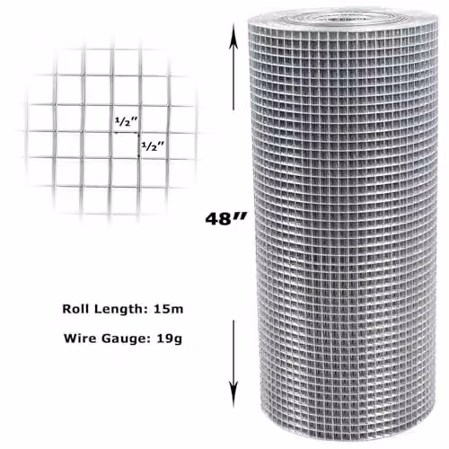 Actiaspet Hot-Dip Galvanised Steel Welded Wire Mesh, Silver, 15 m Roll – 2