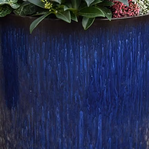 Garden Gear Ocean Blue and Grey Glazed Cylinder Planter Set of 3, Frost and UV Resistant Recycled Plastic Flower Pots – 2