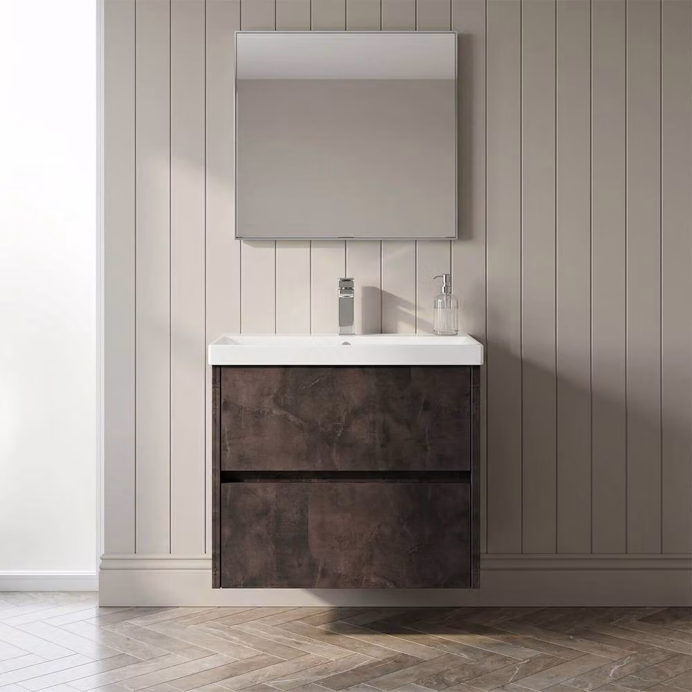 Balterley Chartley Contemporary 2 Drawer Wall Hung Vanity Basin Unit, Grey, Width: 60 cm – 2