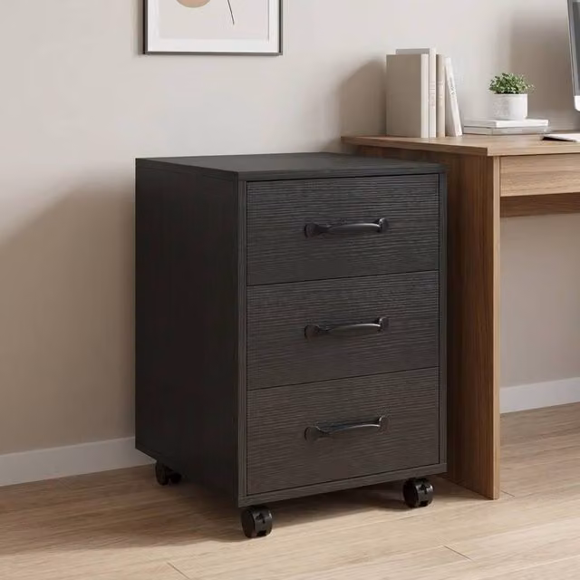 STILVORA 3 Drawer Storage Cabinet with Castors, Black – 1