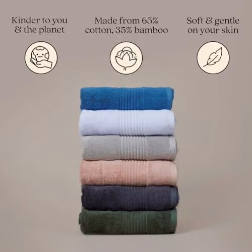 Misona Bamboo and Cotton Bath Sheet, White, W: 100 cm, L: 150 cm, 580 GSM