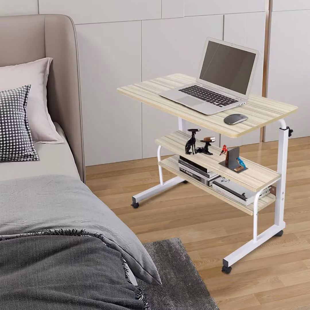 Hygrad Adjustable Portable Rolling Laptop Tray Table Desk in Brown and Black, W/D/H: 40 x 40 x 76-90 cm – 4