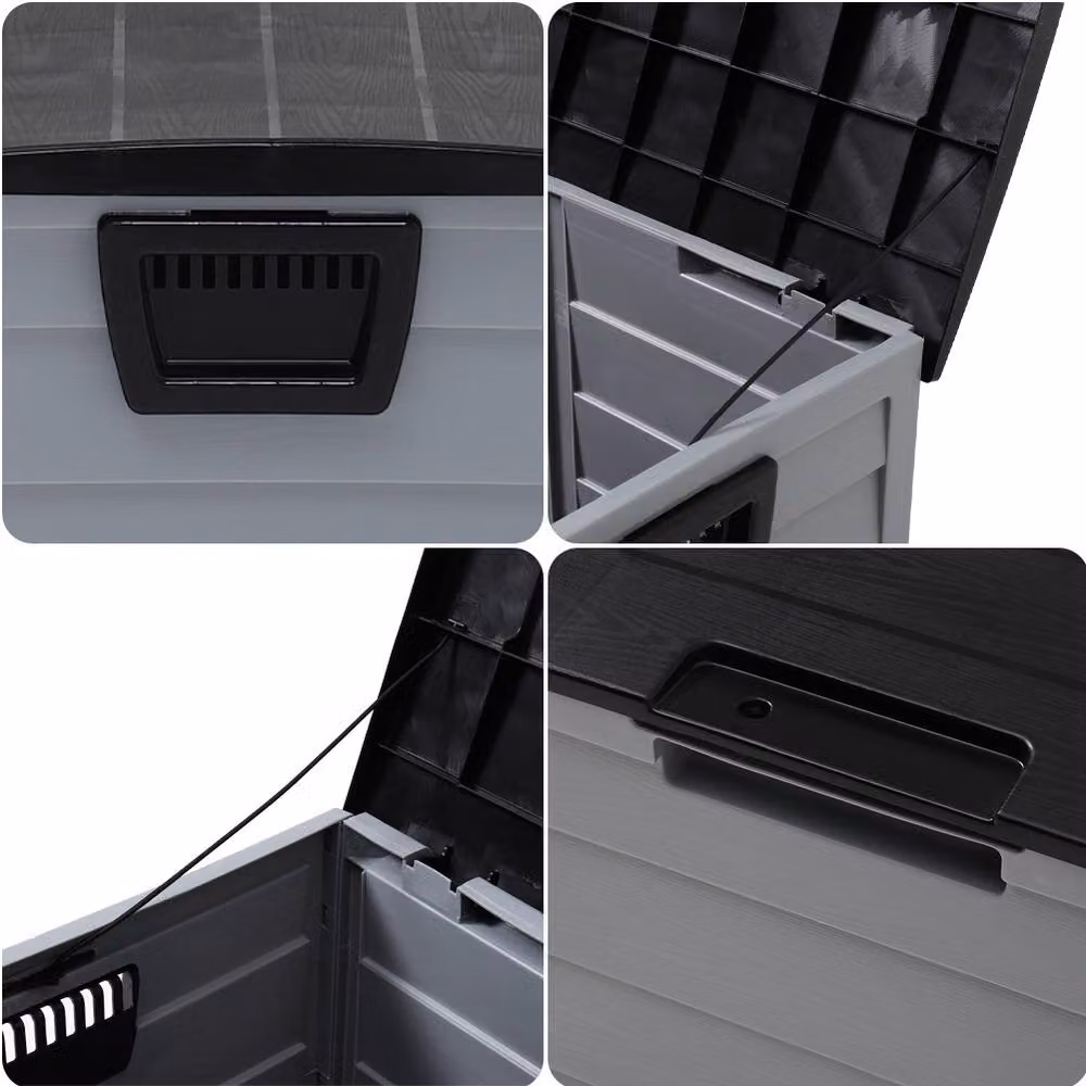 Living and Home 290L Plastic Large Outdoor Garden Storage Box with Wheels in Black – 4