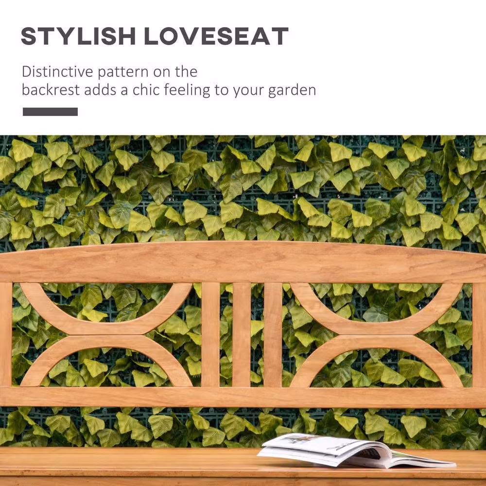 OUTSUNNY 2-Seater Wooden Garden Bench in Brown – 3