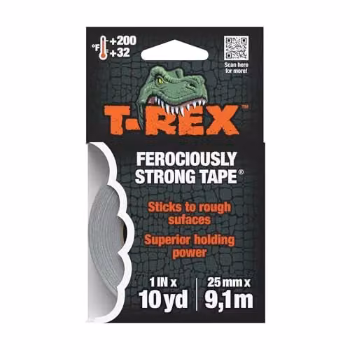 T-REX Waterproof Duct Tape, Silver Grey, W: 2.5 cm, L: 9.1 m – 2