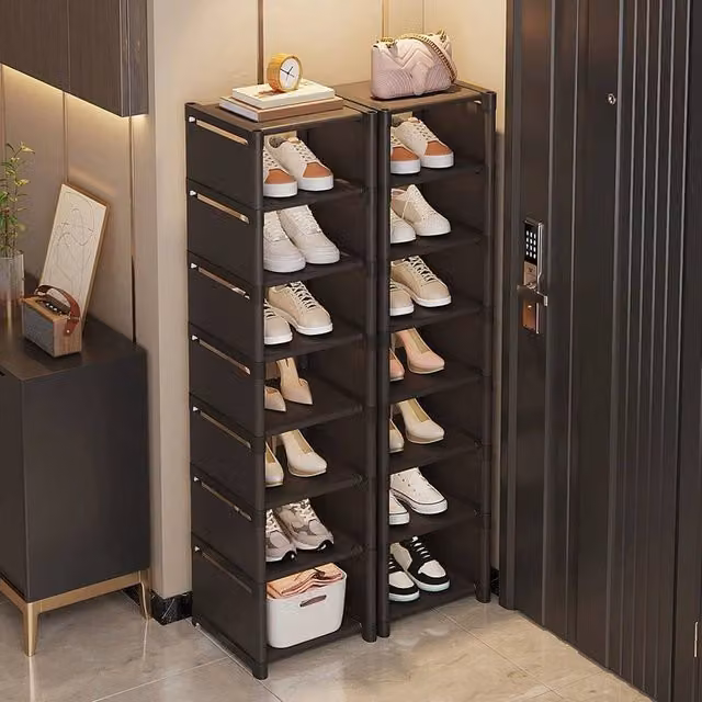 Kelvenix 8-Tier Compact Space Saving Shoe Rack Stand in Black – 1