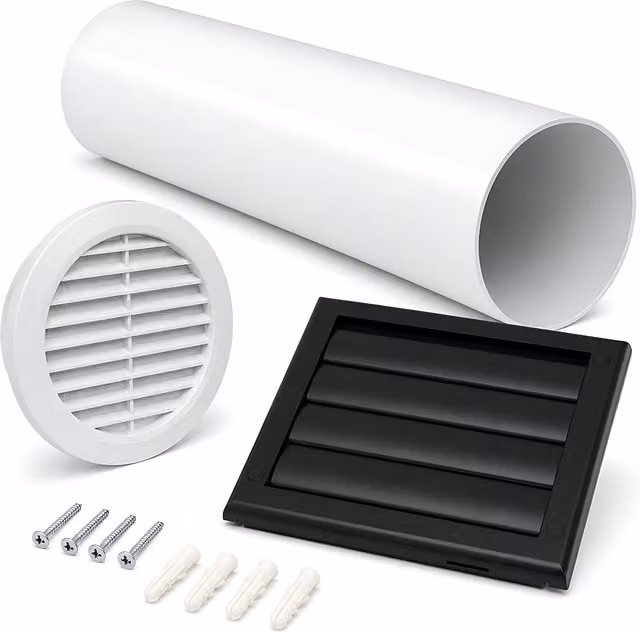 Sola 100mm 4 Inch Black Wall Vent Kit with 500mm Duct and Backdraught Grille – 1