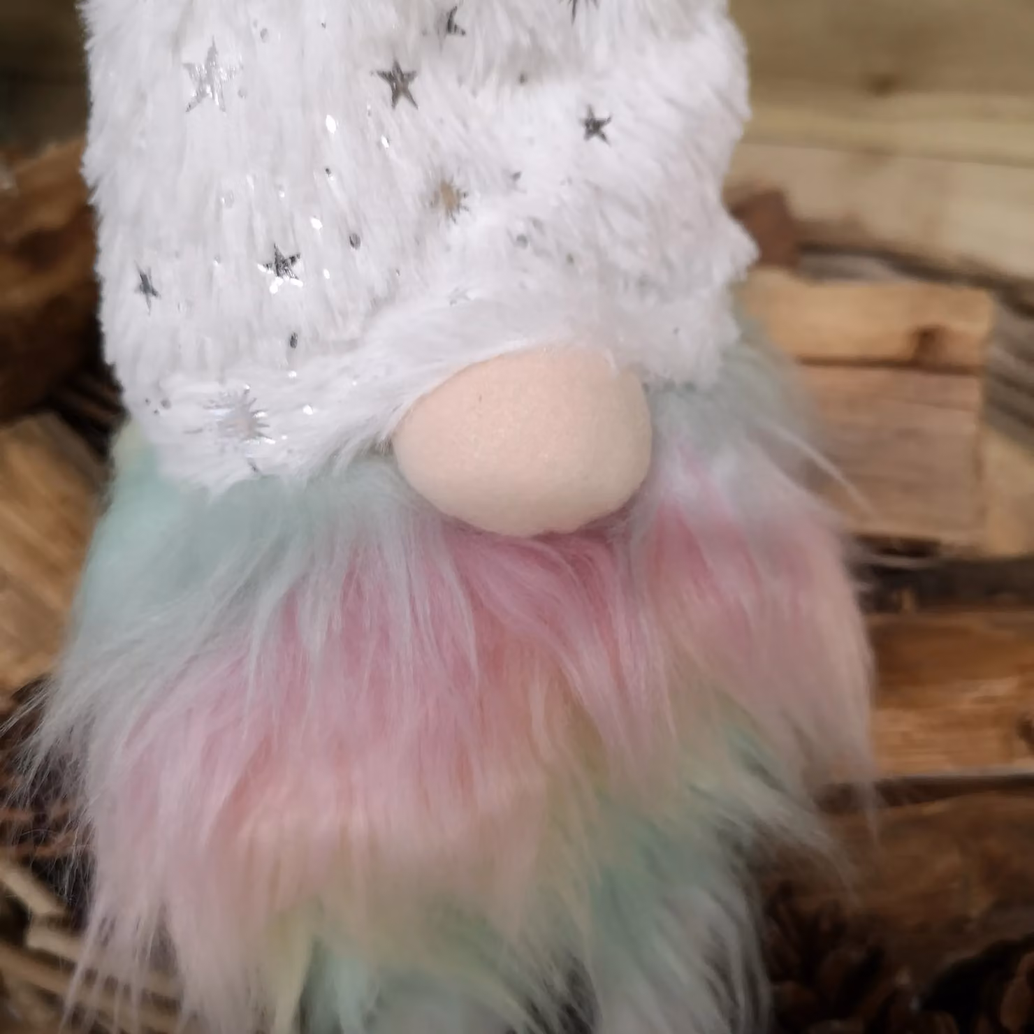 Samuel Alexander 70cm Festive Christmas Rainbow Haired Plush Gonk with Dangly Legs and Starry Hat in Multicolour and White – 2