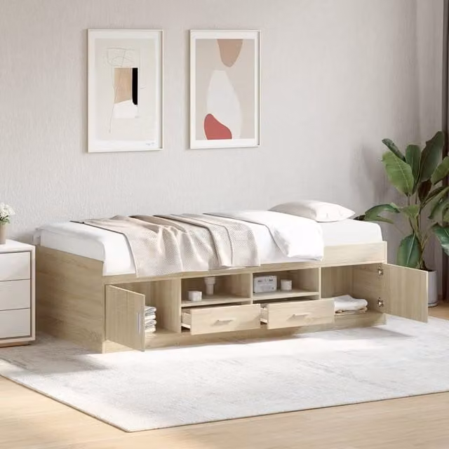 Berkfield Home Single Daybed with Drawers in Sonoma Oak, Brown, W/D/H: 90 x 190 cm – 1
