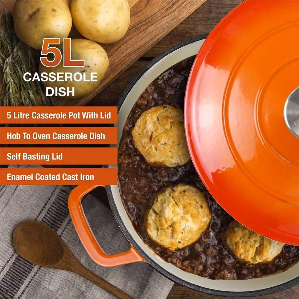 Nordara Orange Enamelled Cast Iron Casserole Pot, 5 l – 2