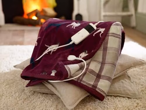 The Lyndon Company Hounds Heated Throw with Dog Print, W/D/H: 140 x 180 cm
