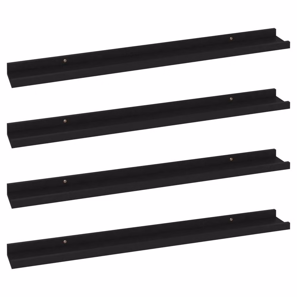 Berkfield Home Decorative Wall Shelves, 4 Piece Set in Black, W: 80 cm, D: 9 cm, H: 3 cm – 3