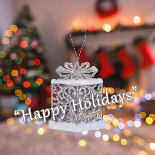 VFM e-Store Silver Geometric Gift Box Hanging Christmas Decoration, W: 13 cm, H: 12 cm – 3