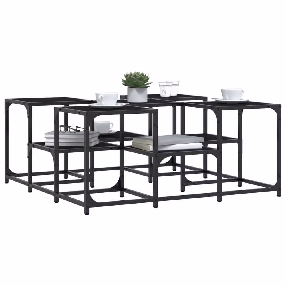 Berkfield Home Black Square Coffee Table W/D/H: 91 x 91 x 40 cm – 3