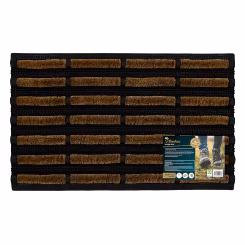 JVL Nimbus Coir and Rubber Tuffscrape Doormat in Brown and Beige, W: 45 cm, L: 75 cm