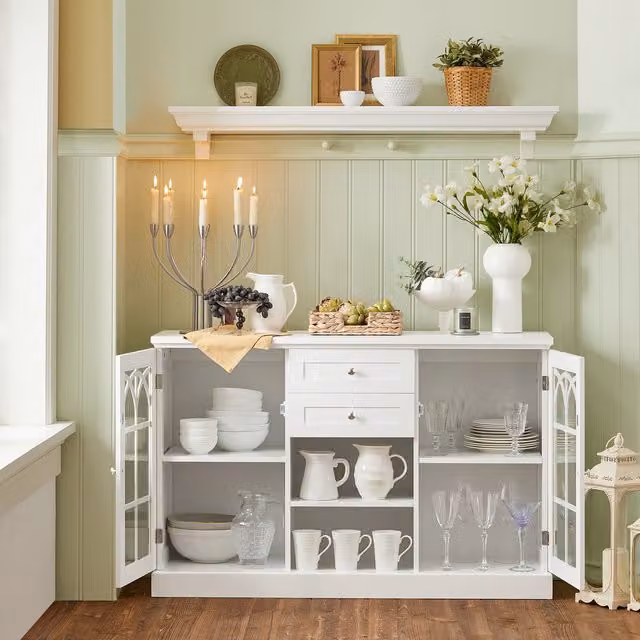 SoBuy Modern Matt White Sideboard for Kitchen, Dining Room or Living Room