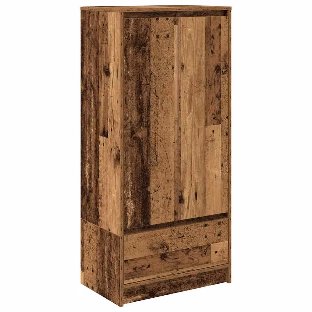 Berkfield Home Rustic Wall Mounted Cabinet with Drawer and Hinged Doors, Brown, W/D/H: 55.5 x 34 x 119.5 cm – 2