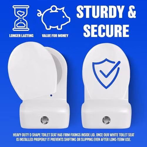 BARGAINS-GALORE D-Shaped White Soft Close Toilet Seat with Quick Release Function – 6