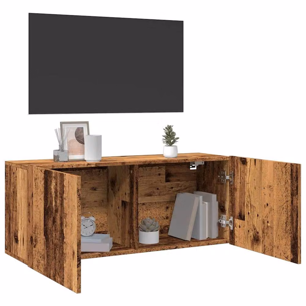 Berkfield Home Wall-mounted Rustic TV Cabinet in Brown, W/D/H: 100 x 30 x 41 cm – 2
