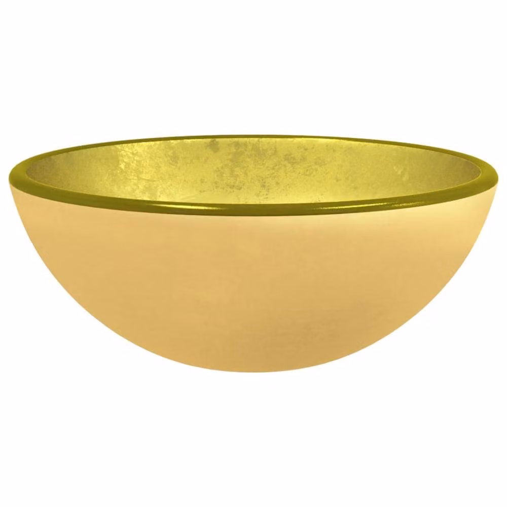 Berkfield Home Modern Round Tempered Glass Countertop Basin, Gold, W: 30 cm, D: 30 cm, H: 12 cm – 2
