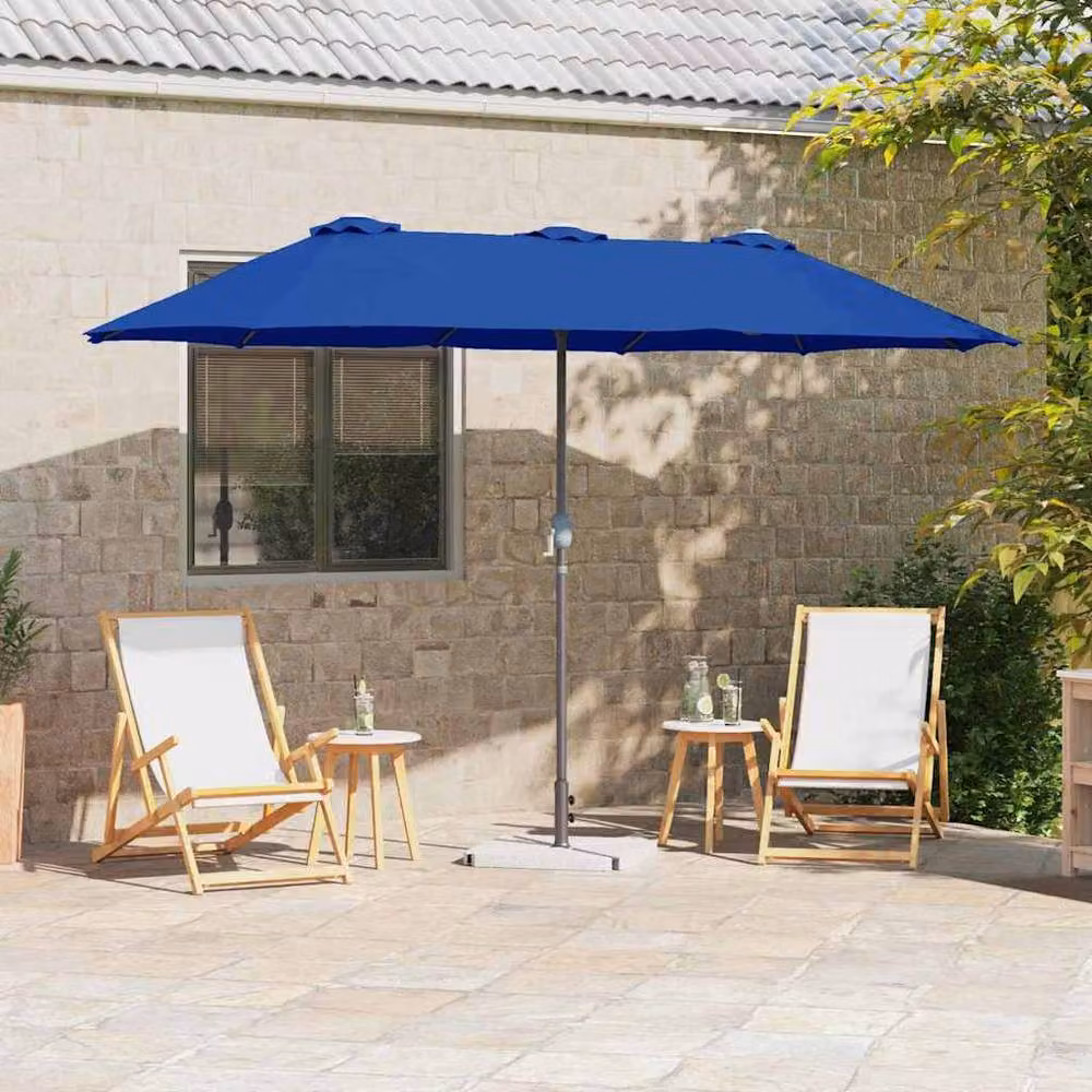 Berkfield Home Modern Garden Parasol in Blue with Powder-coated Steel, W: 380 cm, D: 196 cm, H: 235 cm – 2