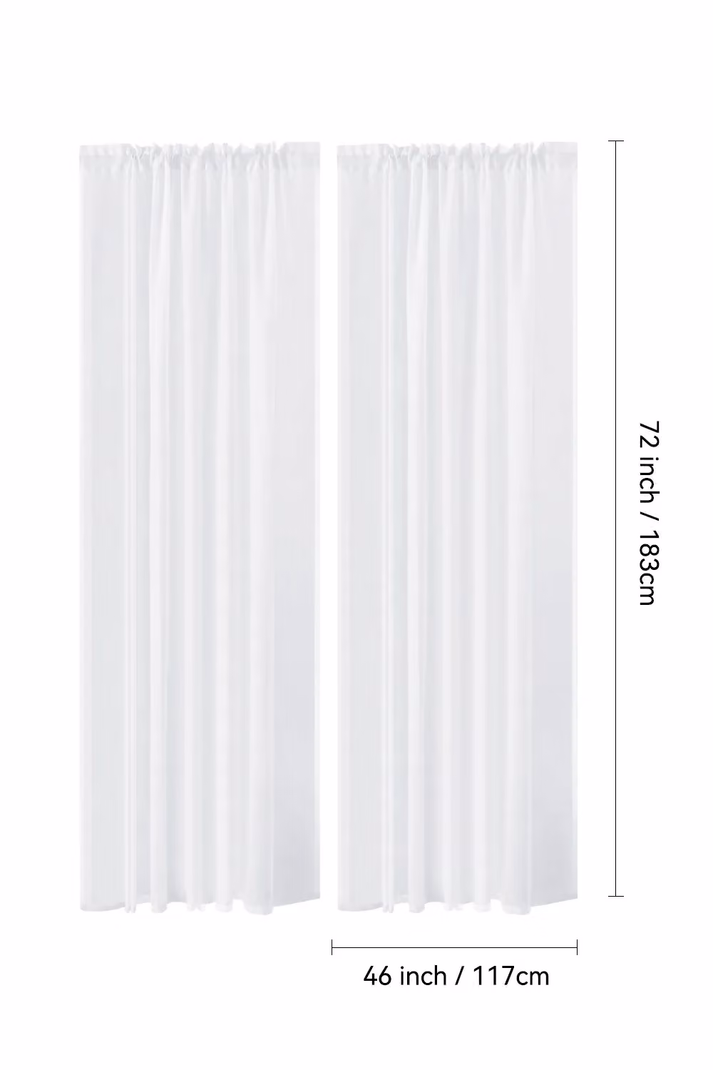 Garden Sanctuary White Sheer Voile Curtain Panel with Rod Pocket, W: 117 cm, H: 183 cm – 2
