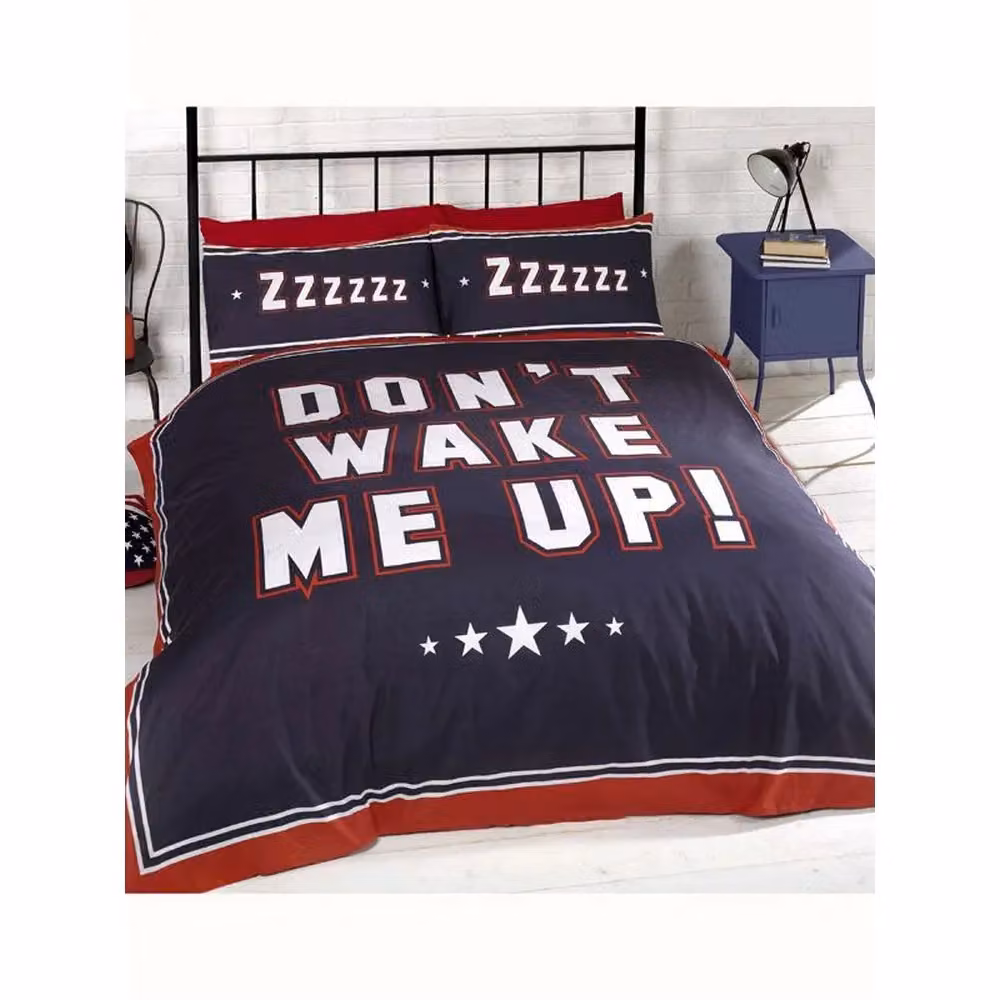 Catherine Lansfield Don't Wake Me Up Reversible Duvet Cover and Pillowcase Set, Red and Multicolour Stars, Single (90 x 200 cm) – 2