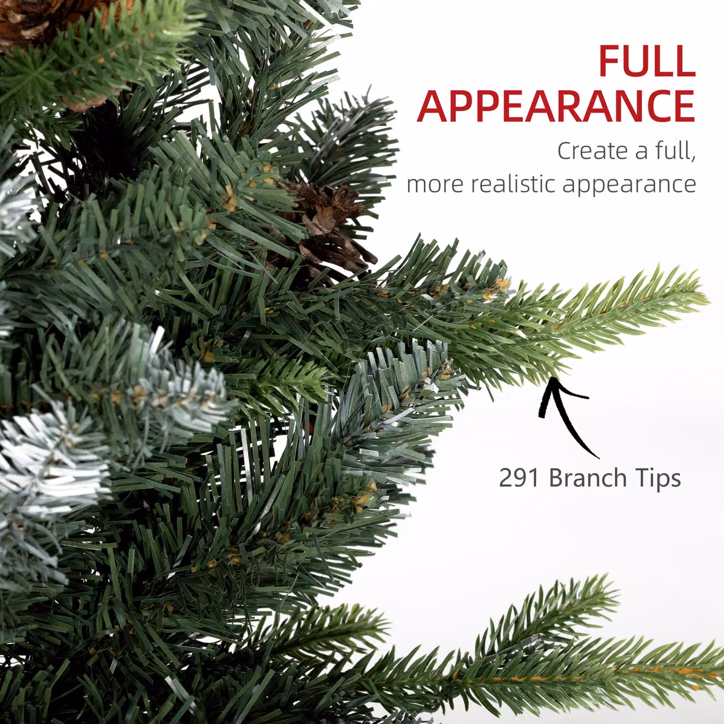 HOMCOM 2 Piece Green Tabletop Christmas Tree Set with Lights, Pine Cones and Red Berries, 3ft – 6