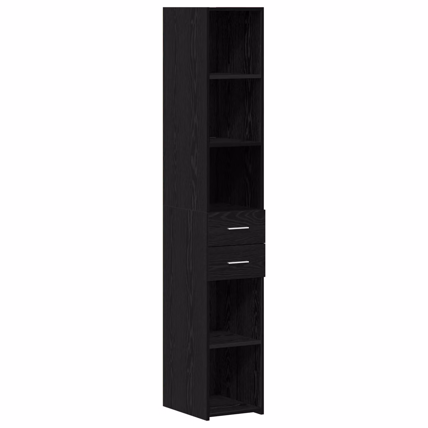 Berkfield Home Modern Black Oak Highboard with Glossy Finish, W: 30 cm, D: 42.5 cm, H: 185 cm – 2