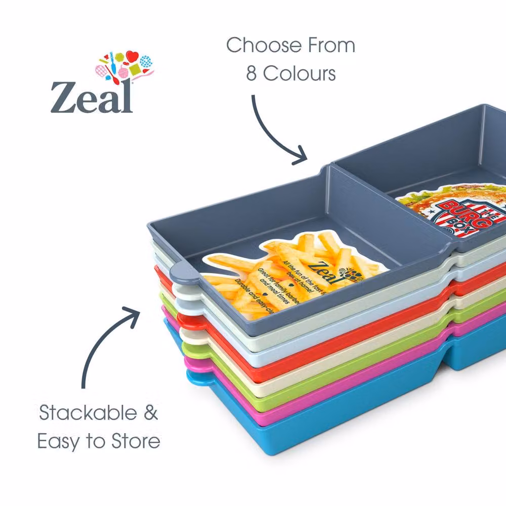 Zeal Fakeaway Divided Melamine Burger Tray in Turquoise – 3