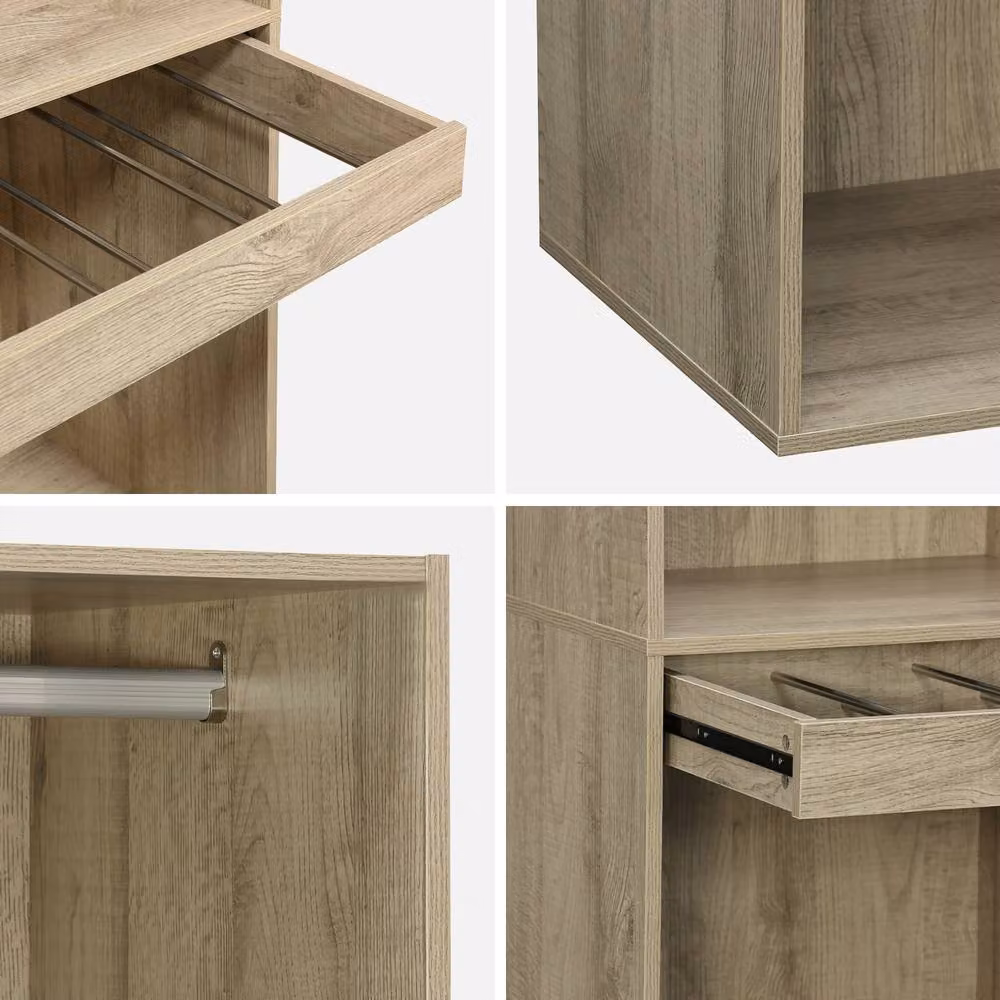 sweeek Modular Open Wardrobe Rail Unit in Light Brown, H 180 x W 60 x D 45 cm – 2