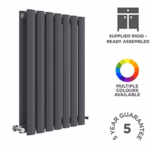 Nuie HLA37D Revive Modern Home Wall Mount Designer Horizontal Double Panel Radiator, Anthracite, W: 60.0 cm, H: 41.2 cm, D: 7.8 cm – 2