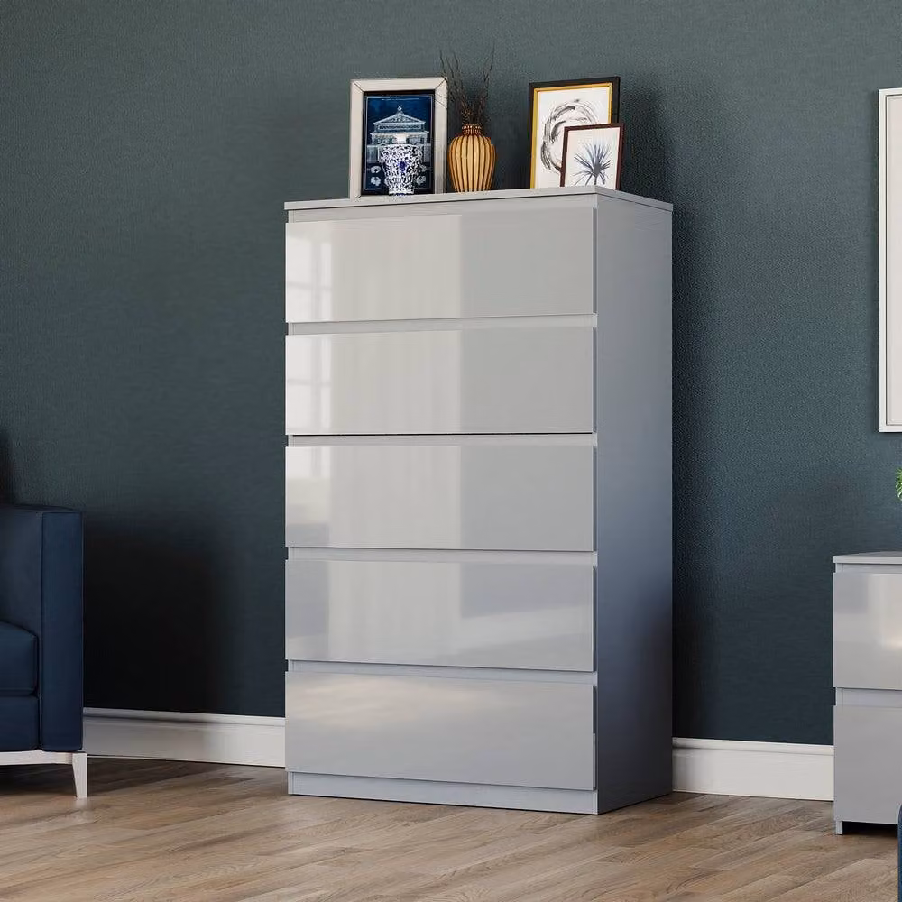 HD Designs Vida Designs Glinton 3 Piece Grey Glossy Modern Bedroom Set – 4