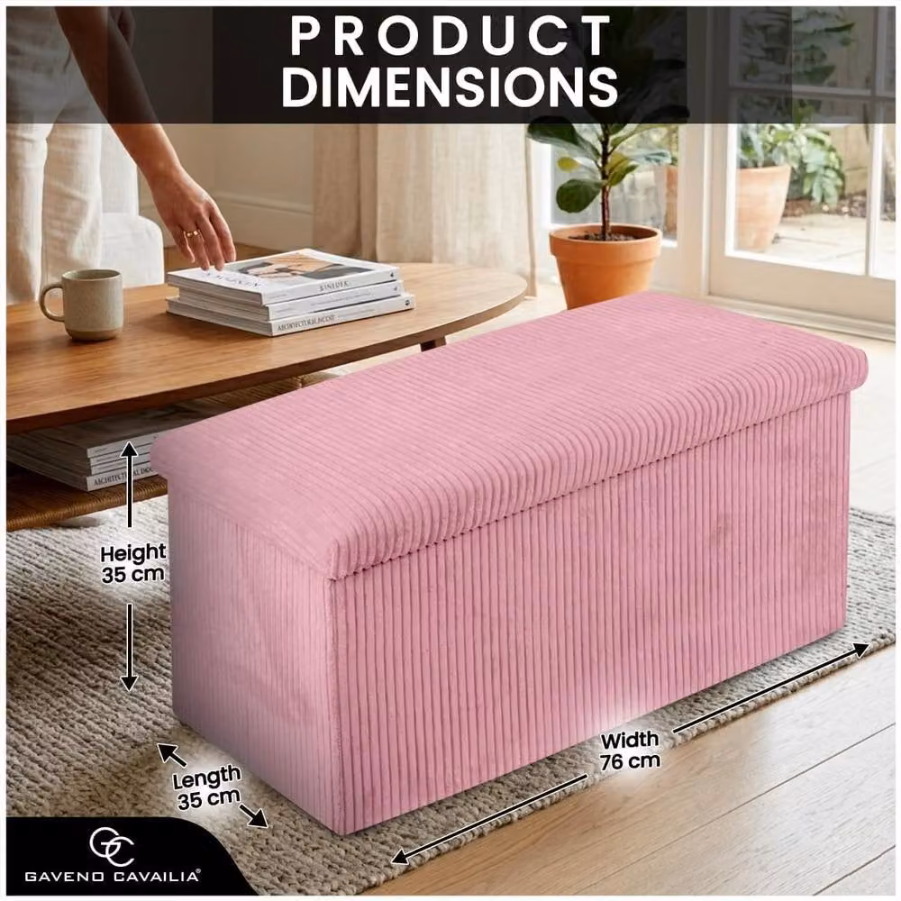 Gaveno Cavailia Pink Upholstered Storage Bench Box, W/D/H: 76 x 35 x 35 cm – 1