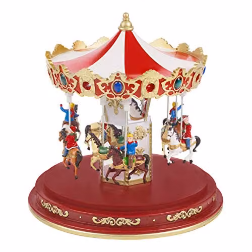 The Christmas Workshop 82790 Revolving Musical Carousel Christmas Decoration with Multi-Coloured LED Lights and 8 Classic Christmas Songs, W/D/H: 24 x 24 x 24 cm – 3