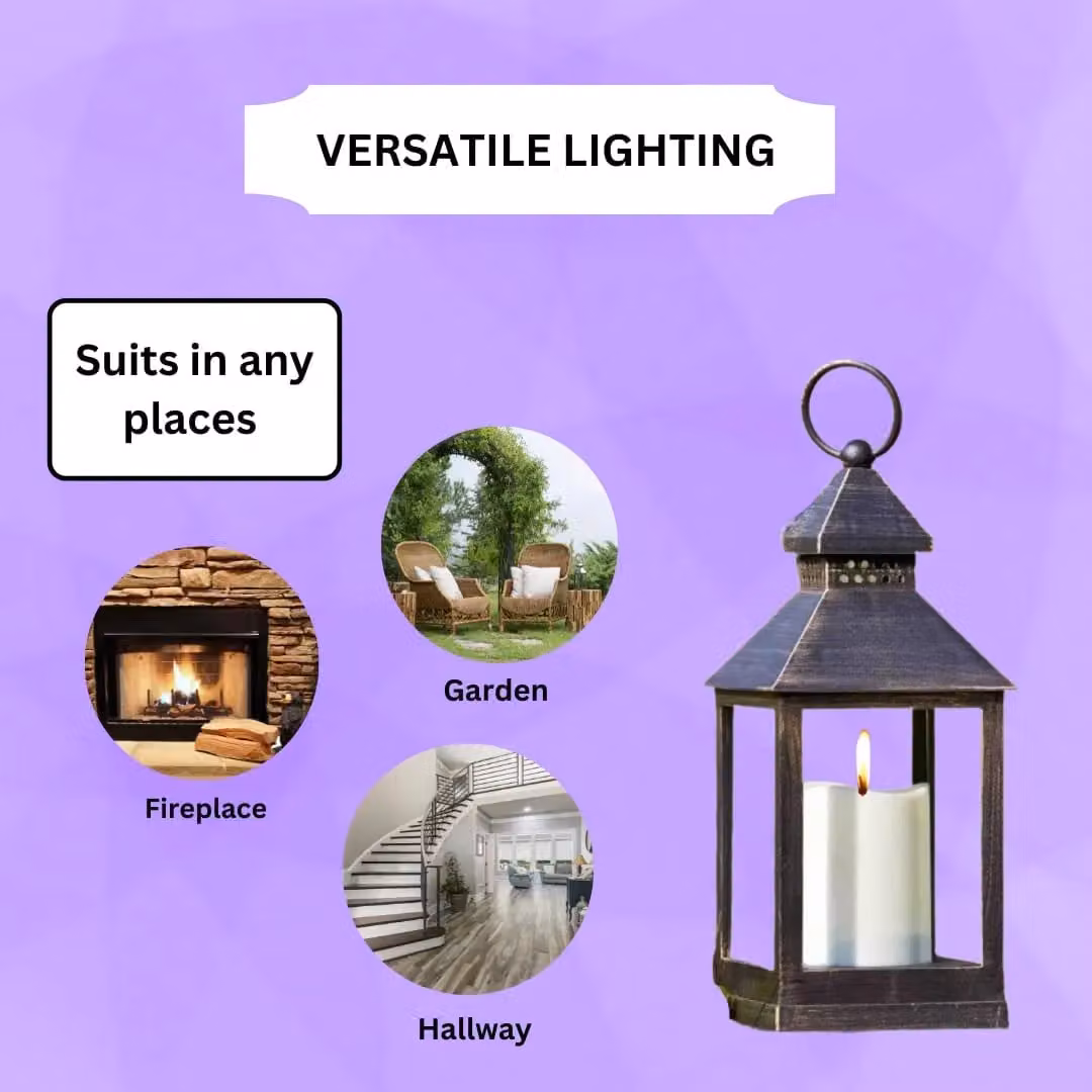 Marco Paul Grey and Black Metal Hanging Garden Lantern with Flickering Candle Effect – 4