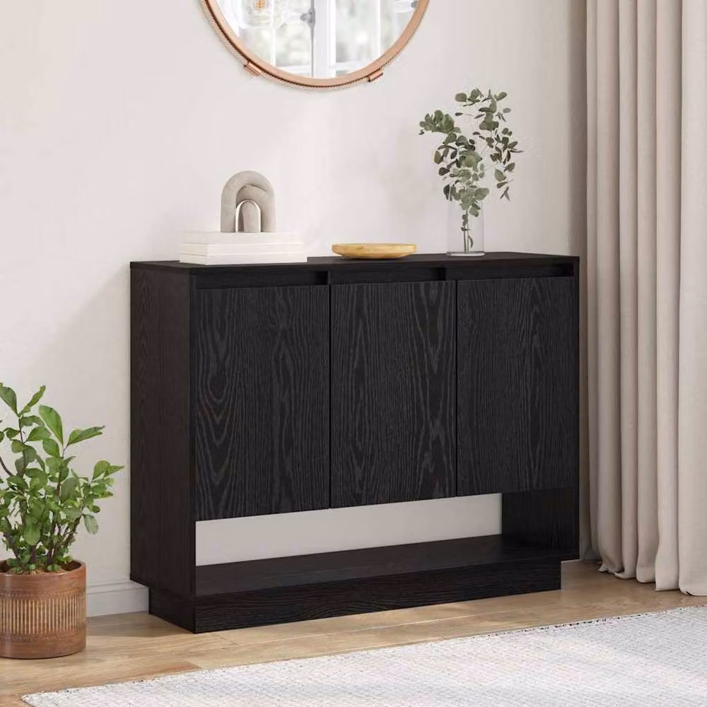 Berkfield Home Black Oak Sideboard with Shelf and Door, W/D/H: 97 x 29 x 75 cm – 2
