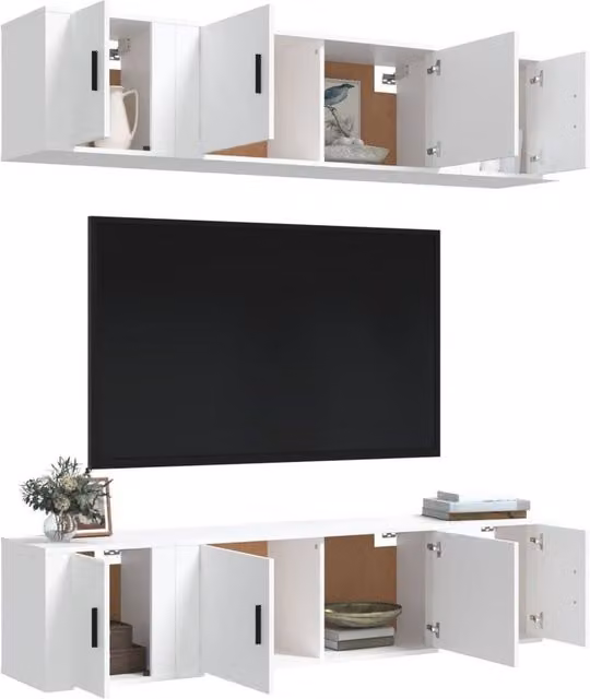 Berkfield Home Classic 6 Piece White Engineered Wood TV Cabinet Set