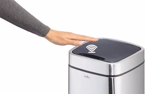 Durable Silver Sensor Waste Bin with Motion Sensor, 6 Litre, W/D/H: 31.5 x 21.0 x 21.0 cm – 2