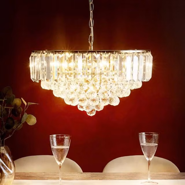 Wyld and Coco Gold and Brass Crystal Chandelier Pendant Lamp, Diameter: 49 cm