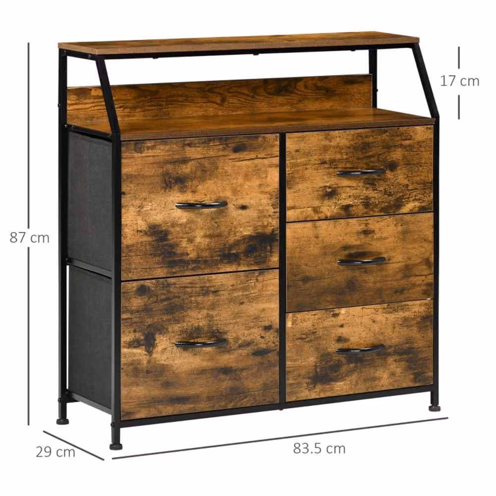 STILVORA Industrial Chest of Drawers with Storage in Rustic Brown and Black – 2