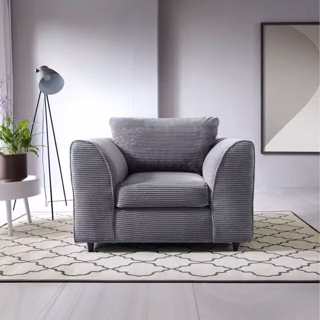 Abakus Direct Grey Jumbo Cord Tub Armchair