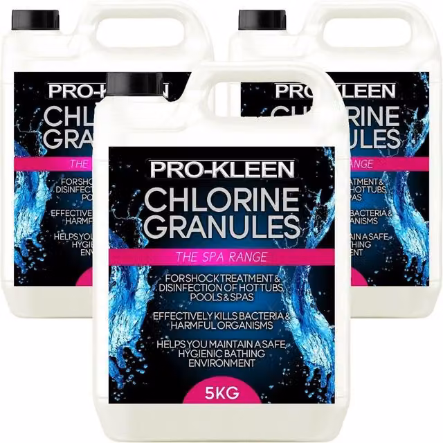 ProKleen Stabilised Chlorine Granules for Hot Tubs, Spas and Pools, 3 x 5kg