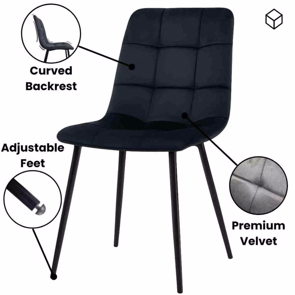 KOSY KOALA Oak Effect Dining Table Set with 6 Black Velvet Chairs in Brown – 3